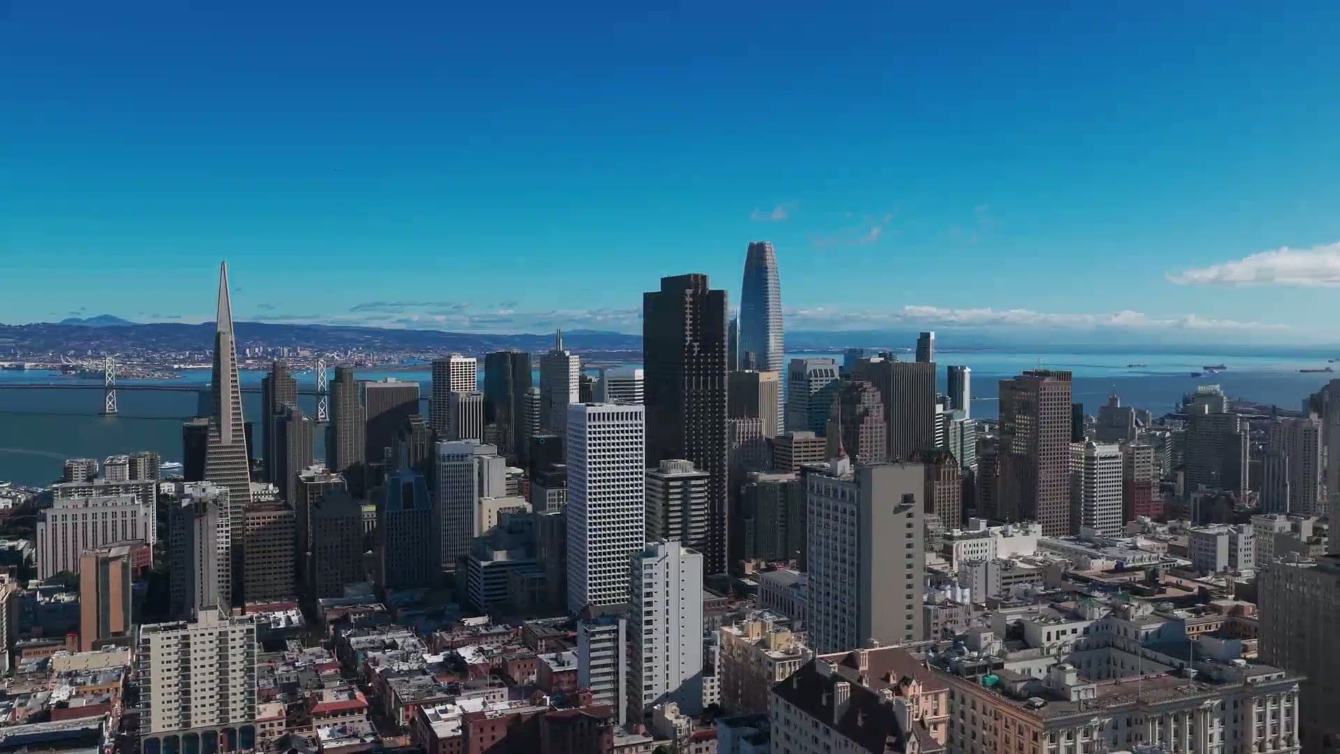 Aerial view of the San Francisco skyline and Bay